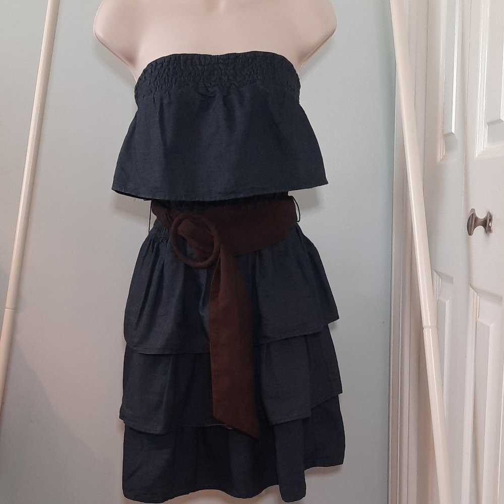 Denim Ruffled Western Dress with Belt sz XS Juniors